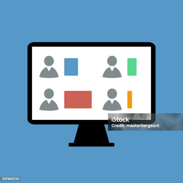 Voting Results In Computer Display Flat Design Stock Illustration - Download Image Now - Beginnings, Candidate, Choice