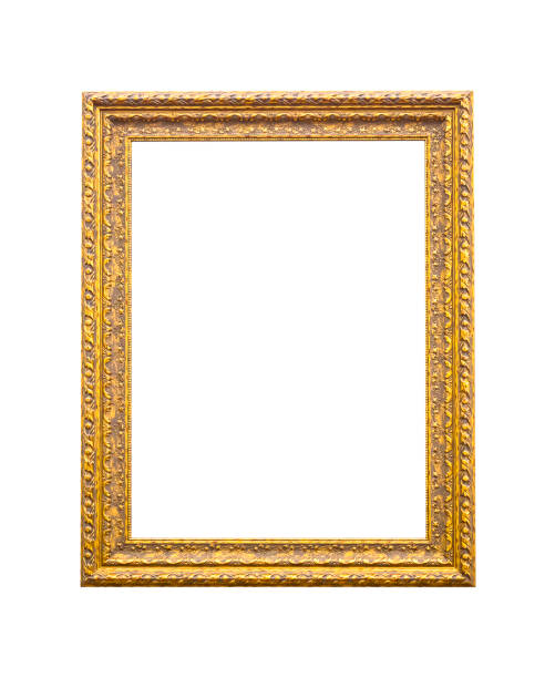 istock Antique golden wooden frame isolated on white 937814048