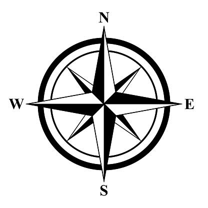 Basic Compass Rose on the White Background