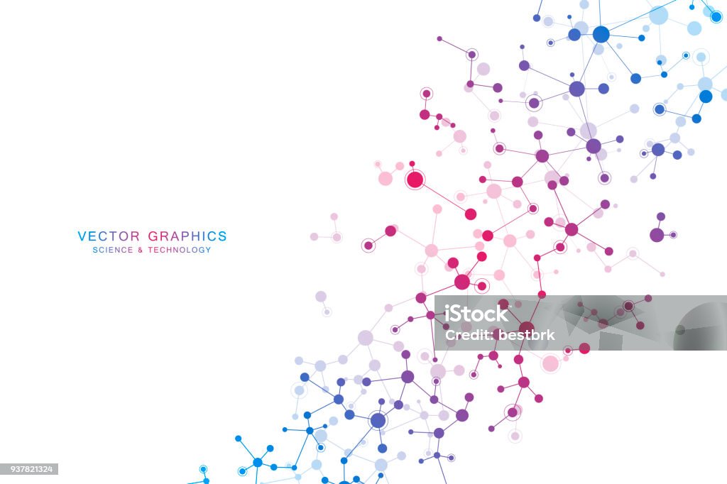 Sfondo molecola vettoriale, composti genetici e chimici - arte vettoriale royalty-free di Sfondi