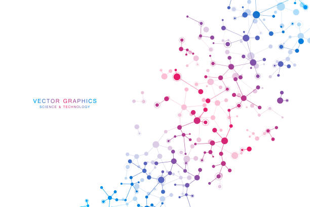 stockillustraties, clipart, cartoons en iconen met vector molecuul achtergrond, genetische en chemische verbindingen - molecuul