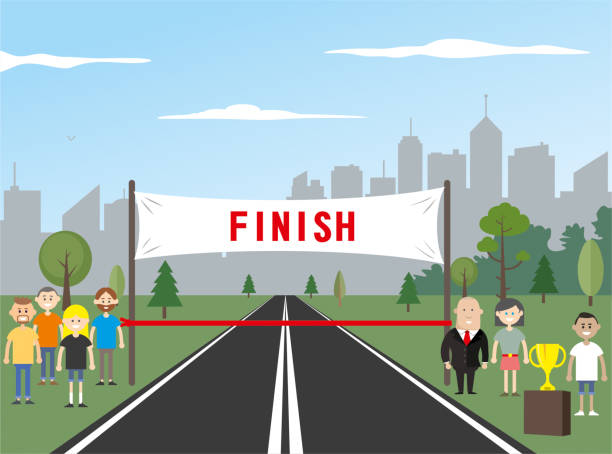 финишная линия и чашка - finish line stock illustrations