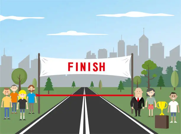 Vector illustration of Finish line and cup