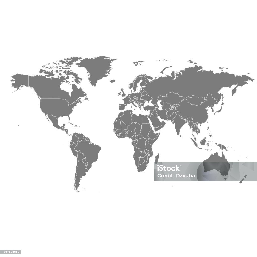 Detaillierten Vektorkarte Welt - Lizenzfrei Weltkarte Vektorgrafik