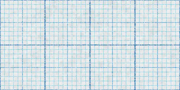 Blue Seamless Millimeter Paper Background. Tiling Graph Grid Texture. Empty Lined Pattern.