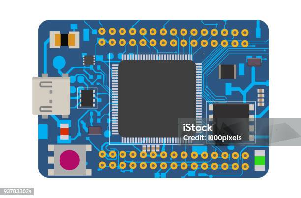 Diy Electronic Mini Board With A Microcontroller Leds Connectors And ...