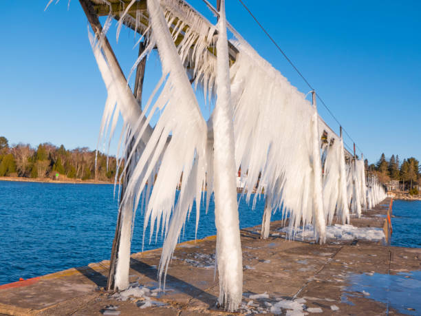 istock Sturgeon Bay Wisconsin’s North Pier catwalk adorned with huge icicles 937840390