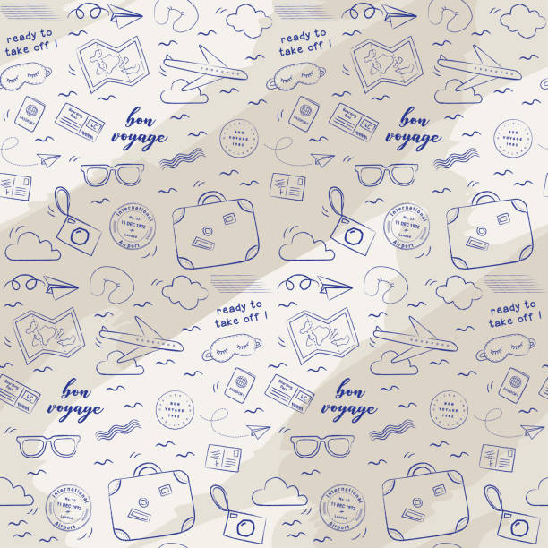 doodle bereit, flugzeug-muster - doodle map drawing sunglasses stock-grafiken, -clipart, -cartoons und -symbole