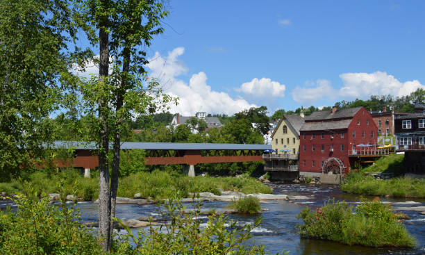 Looking across the Ammonoosuc River towards Littleton New Hampshire.