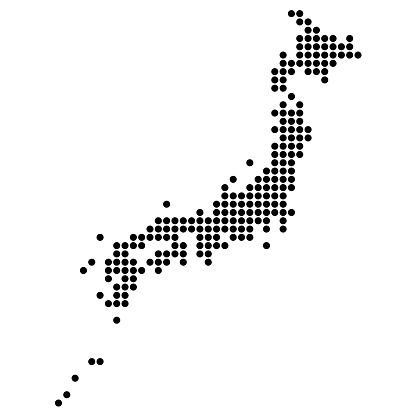 Detailed dotted map of Japan made of points. Dot vector illustration.