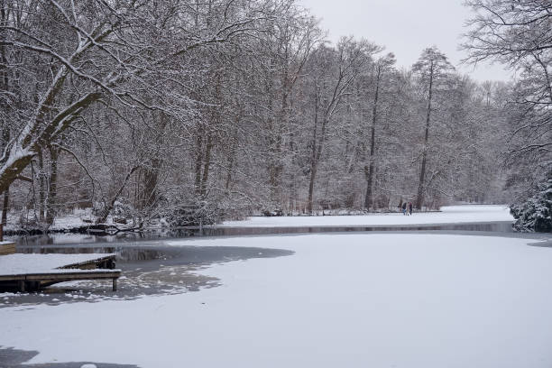 istock Frozen lake and snowy forest in Berlin. 937851776