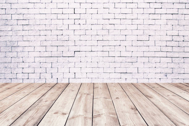 istock Room interior with white brick wall and wooden floor 937852172