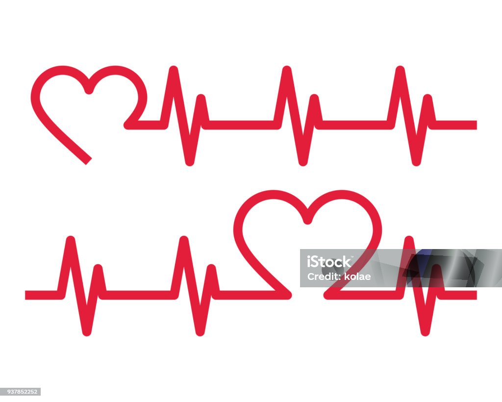 Heartbeat icons Heartbeat icons. Electrocardiogram, ecg or ekg isolated on white background Electrocardiography stock vector