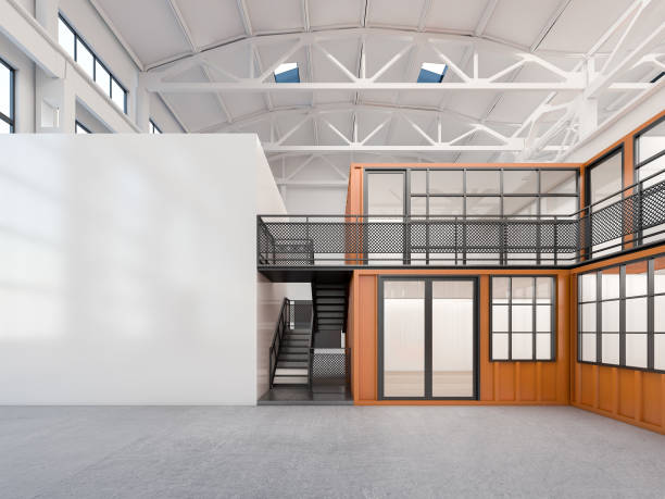 istock Steel stair with mobile office , 3d rendering 937855070