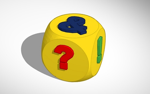 Yellow dice with a question mark (