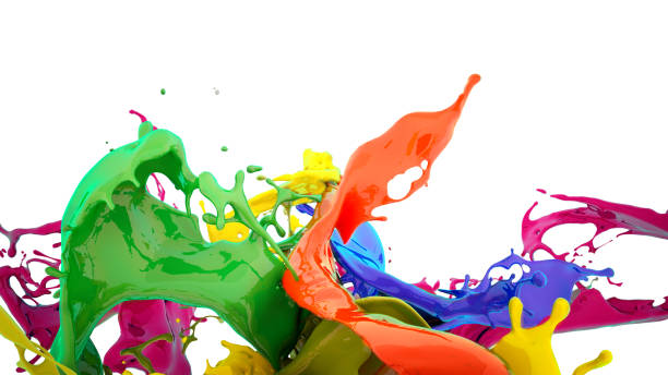 color splash - tinta equipamento de arte e artesanato imagens e fotografias de stock