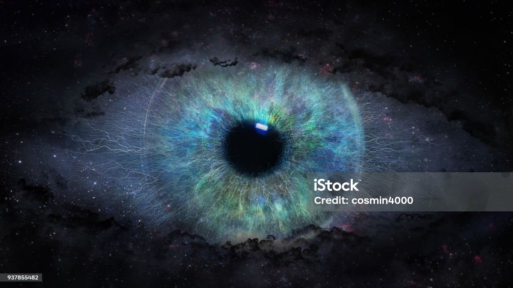 open eye in space Eye Stock Photo