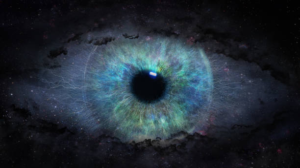 open eye in space open eye in space iris eye stock pictures, royalty-free photos & images
