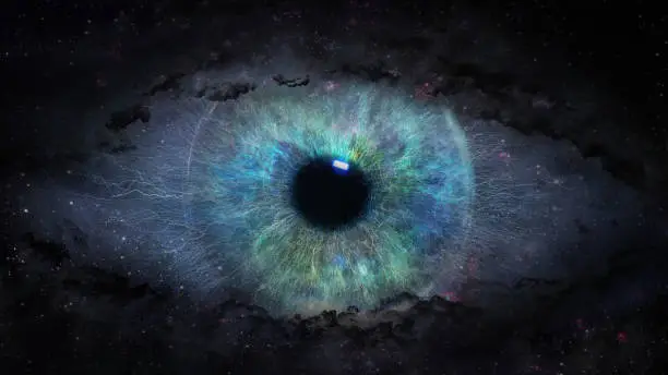 Photo of open eye in space