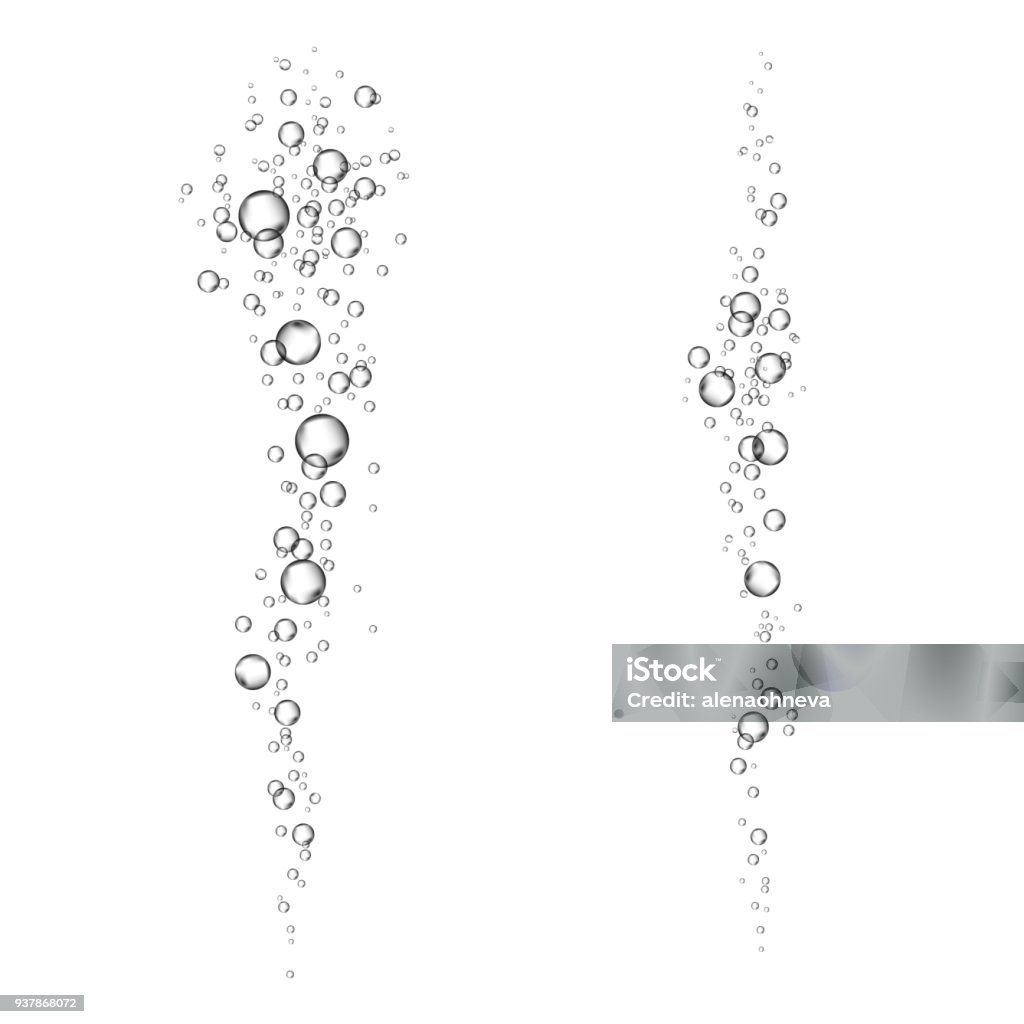 Unterwasser Luftblasen fizzing fließen auf weißem Hintergrund. - Lizenzfrei Blase - Physikalischer Zustand Vektorgrafik