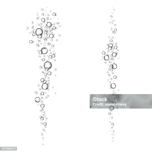 Underwater Fizzing Air Bubbles Flow On White Background Stock Illustration - Download Image Now