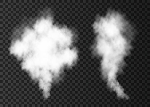 White  smoke burst  isolated on transparent background. White  smoke burst  isolated on transparent background.  Steam explosion special effect.  Realistic  vector  column of  fire fog or mist texture . cumulus stock illustrations