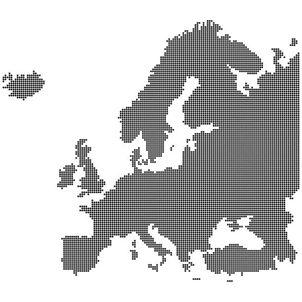 Detailed map of Europe Detailed map of Europe made of round dots. Original abstract vector illustration. norway continent stock illustrations