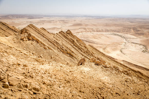istock Desert crater mountain ridge cliffs landscape view, Israel nature. 937874588