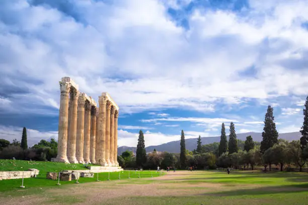 Photo of The Temple of Olympian Zeus (Greek: Naos tou Olimpiou Dios), also known as the Olympieion, Athens, Greece.