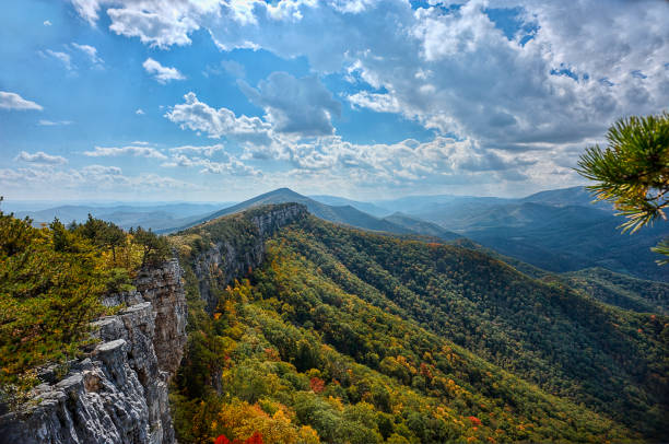 istock Beautiful fall scene top of mountain 937884584