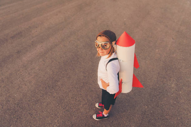 istock Young Business Girl with Rocket Pack 937887572