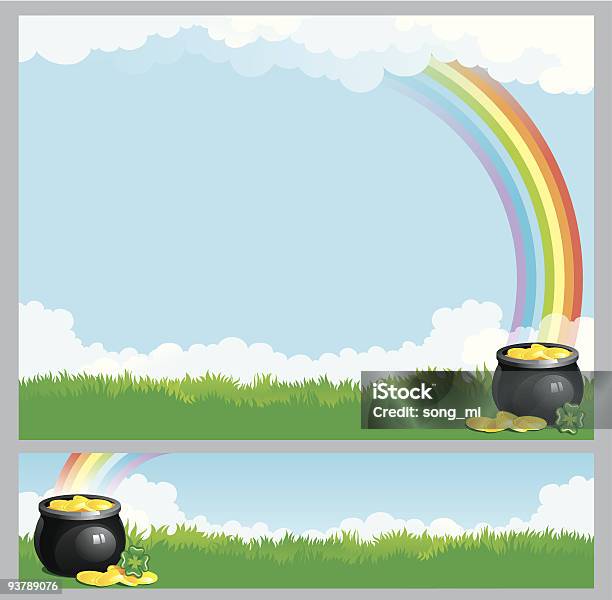 Two Vector Backgrounds For St Patricks Day Stock Illustration - Download Image Now - Backgrounds, Clover, Rainbow