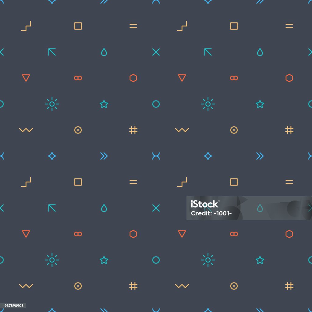 Pattern Image Flat Seamless Pattern In Thin Flat Style Stock Illustration - Download Image ...