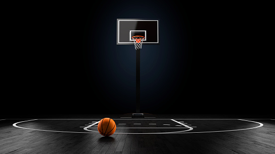 Basketball Arena with basketball ball.