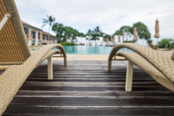 Swimming pool with stair stock