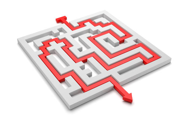 istock Red Arrow Coming Out of a Labyrinth 937894300