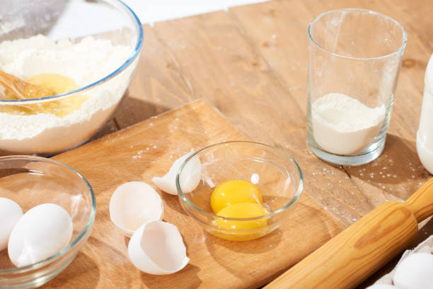 istock Close view of flour and ingredients for making dough at home 937896076