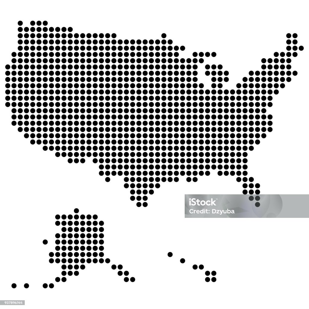 USA map made of round dots USA map made of round dots. Original abstract vector illustration for your design. USA stock vector