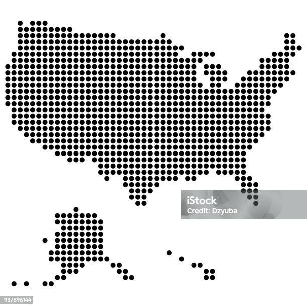 Usa Map Made Of Round Dots Stock Illustration - Download Image Now - USA, Icon Symbol, Map