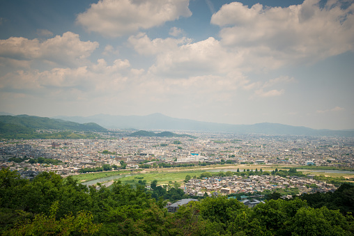 Aerial view over Kyoto, Japan