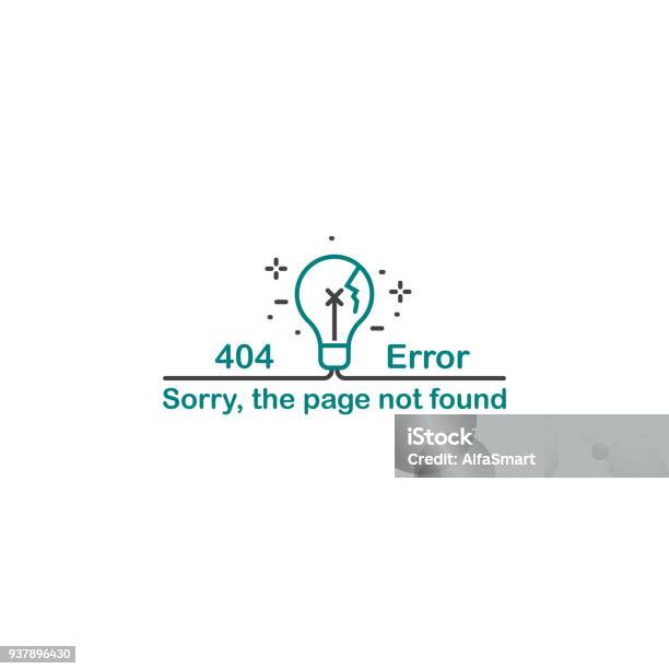 Vector Illustration Of Error 404 Page Not Found Concept Wilth Lightbulb Stock Illustration - Download Image Now