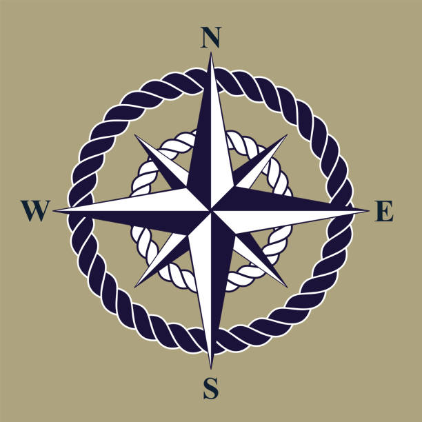 nautischer kompass-rose - compass east white vector stock-grafiken, -clipart, -cartoons und -symbole