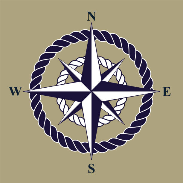 Nautical Compass Rose Nautical Compass Rose on the Beige Background nautical compass stock illustrations