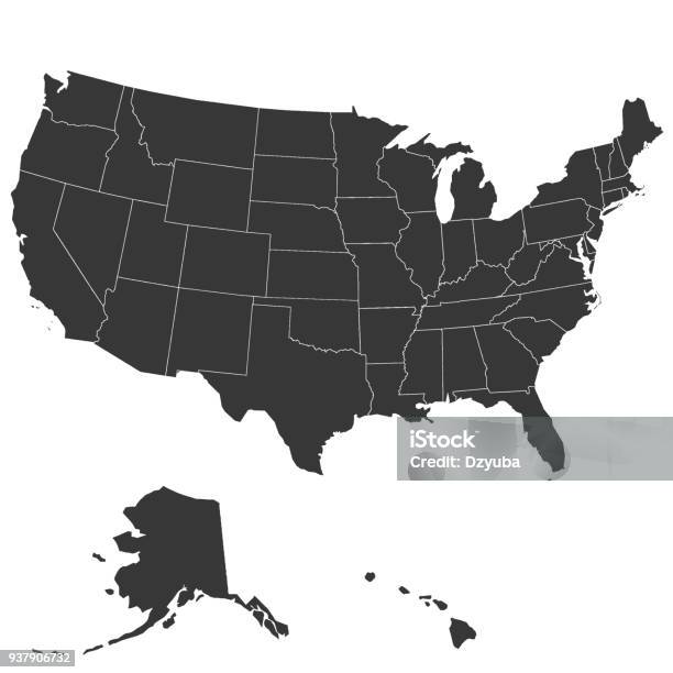 Map Of The United States Of America Stock Illustration - Download Image Now - Map, USA, American Culture