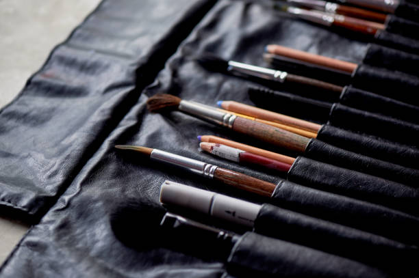 istock Brushes and pencils in a leather case.The artist's tools. Creativity and inspiration 937907100