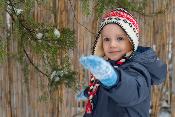 istock The boy poses in winter joys in the snow 937907466