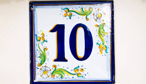 istock Italy: Colorful Ceramic Number 10 Street Address Tile 937907720