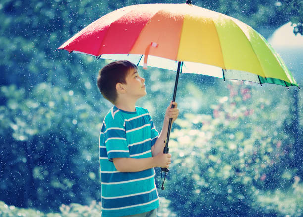 istock Child walking on rainy weather 937907992