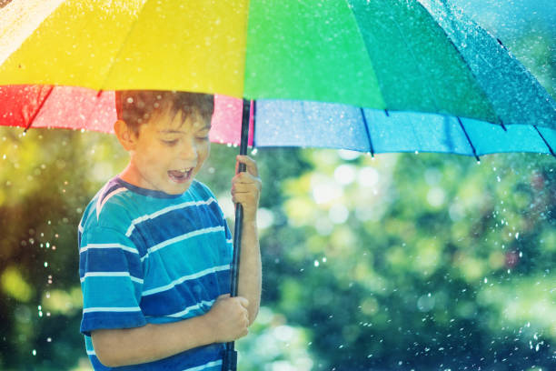 istock Child walking on rainy weather 937908014