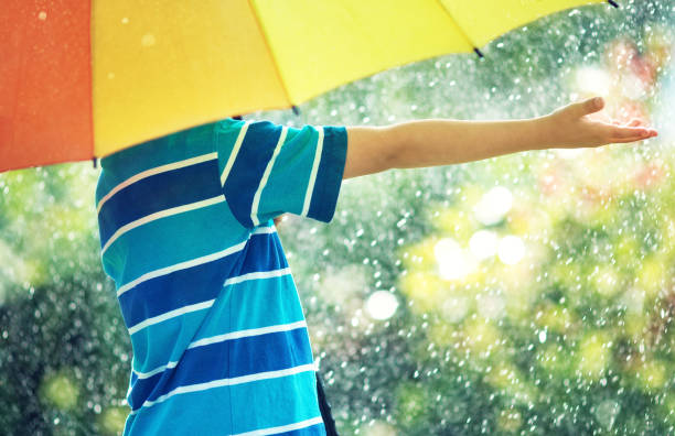 istock Child walking on rainy weather 937908020